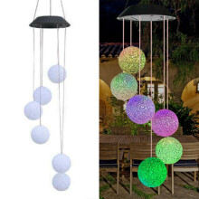 Colour Changing Hanging Wind Chimes Solar Powered LED Ball Lights Garden Outdoor
