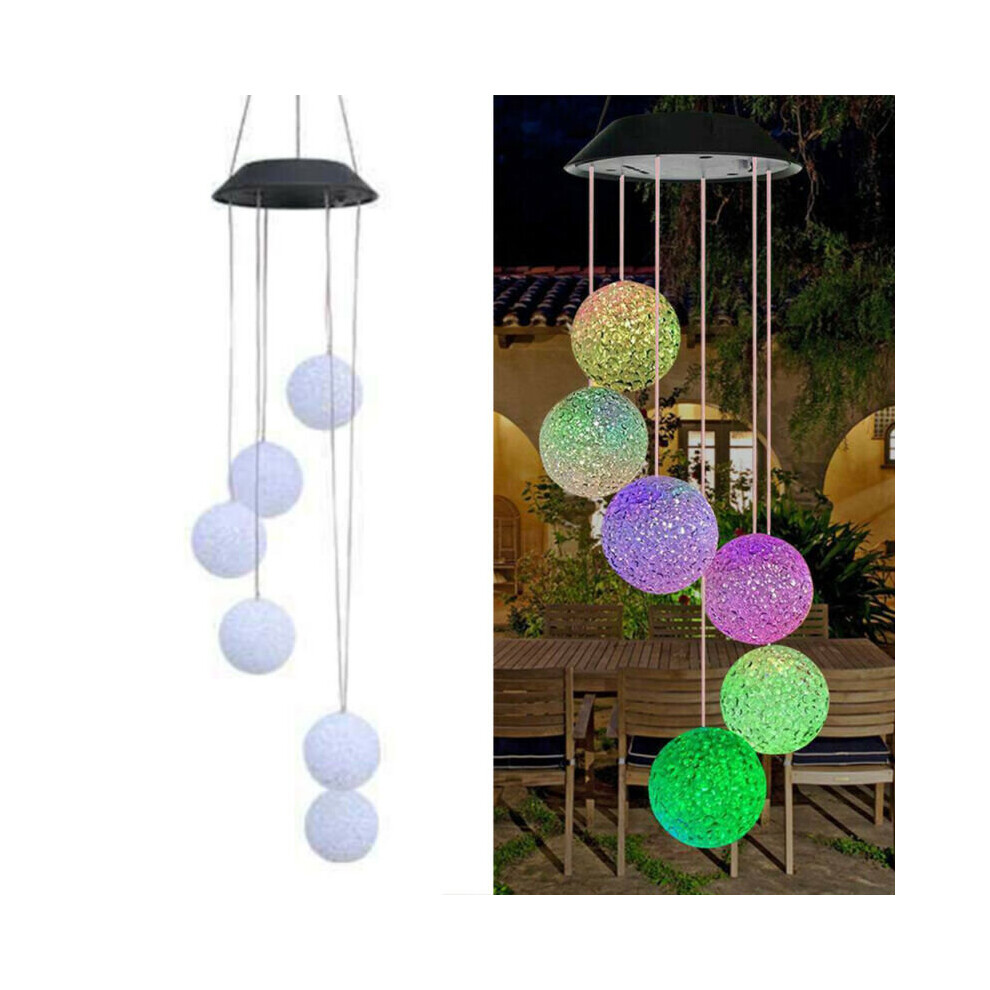 Colour Changing Hanging Wind Chimes Solar Powered LED Ball Lights Garden Outdoor