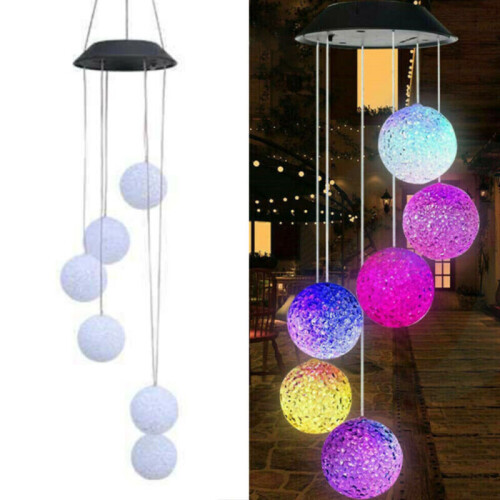 Χρώμα που αλλάζει κρέμονται Wind Chimes ηλιακή Powered LED μπάλα φώτα κήπου υπαίθρια 1