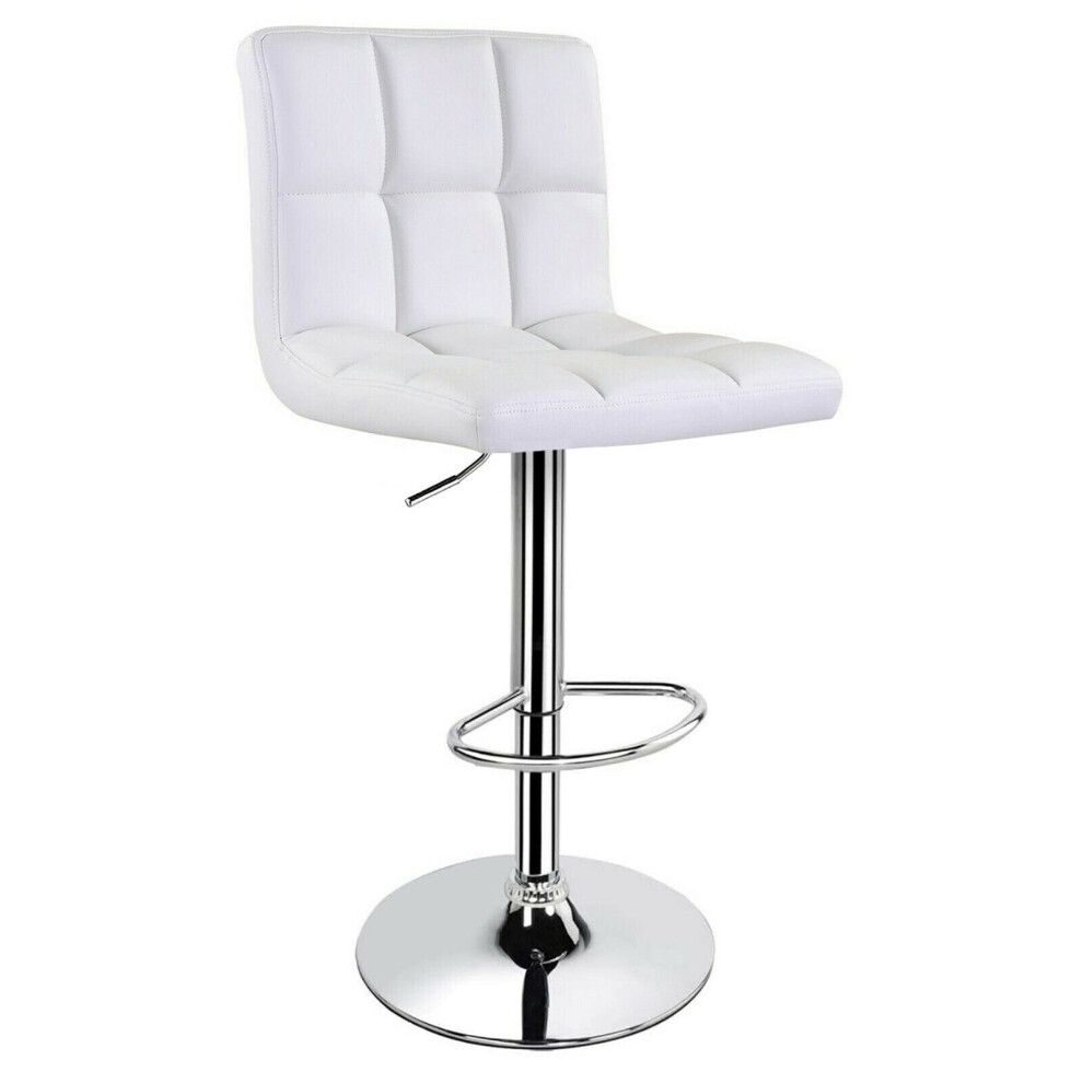 (White) 2 x  PU Leather Swivel Gas Lift Bar Stools Kitchen,Breakfast, Pub Next Day -B109