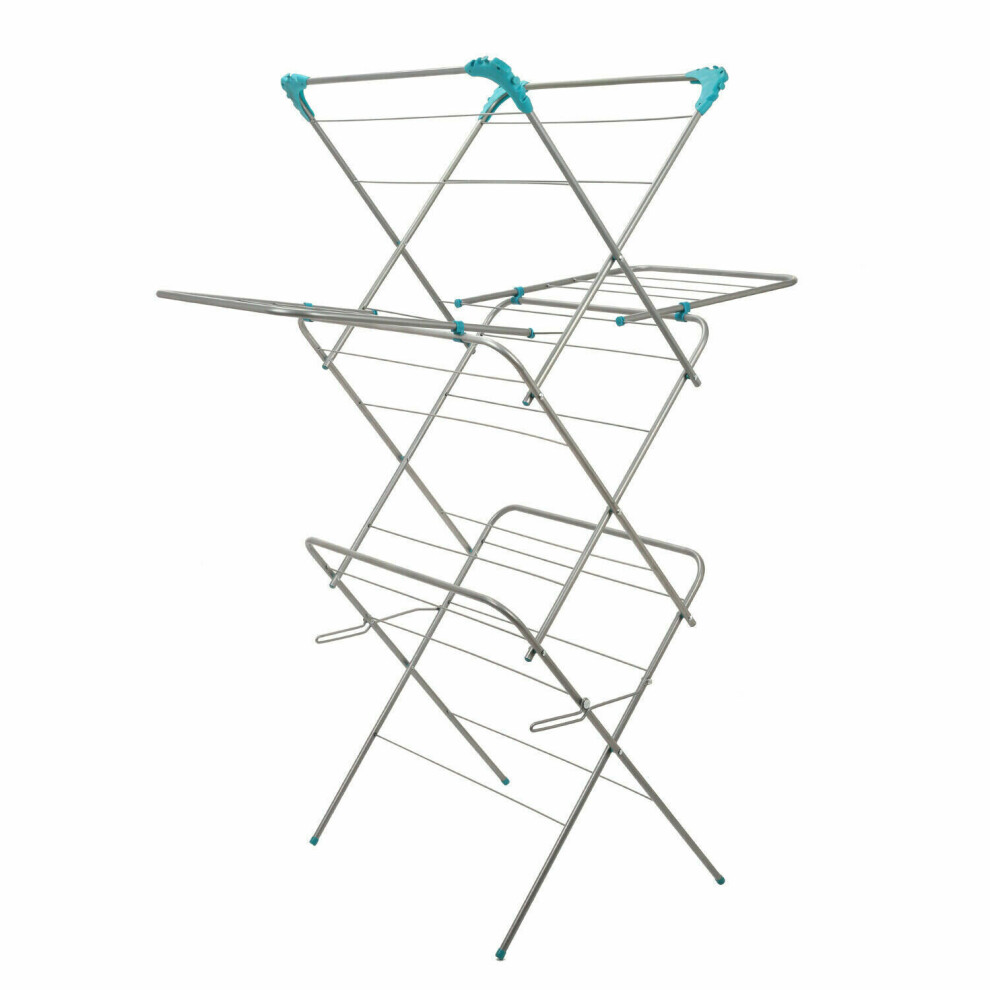 Daniel James Clothes Airer Dryer 3 Tier Towel Metal Laundry Folding Horse Rack Indoor Outdoor