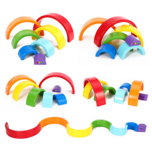Vinsani Wooden Rainbow Stacker Learning Educational Stacking Toy 7PCS