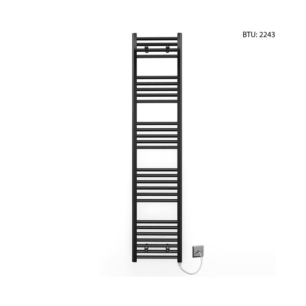 (300 x 1600mm) Black Electric Bathroom Towel Rail Radiator