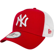 New Era 9FORTY New York Yankees Adjustable Trucker Cap - Red MLB Hat with Raised Front NY Yankees Logo