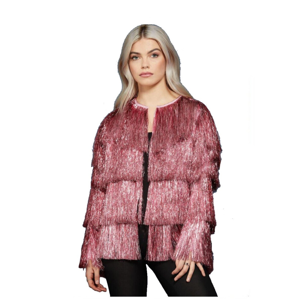 Smiffy's (S) Fever Tinsel Festival Jacket - S/M & L/Xl Pink