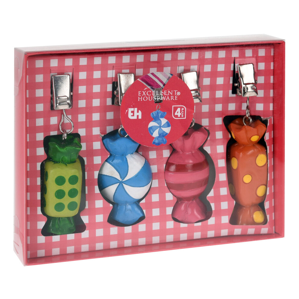 (4, Candy) 4 Or 8 Wood Tablecloth Novelty Clip On Weights