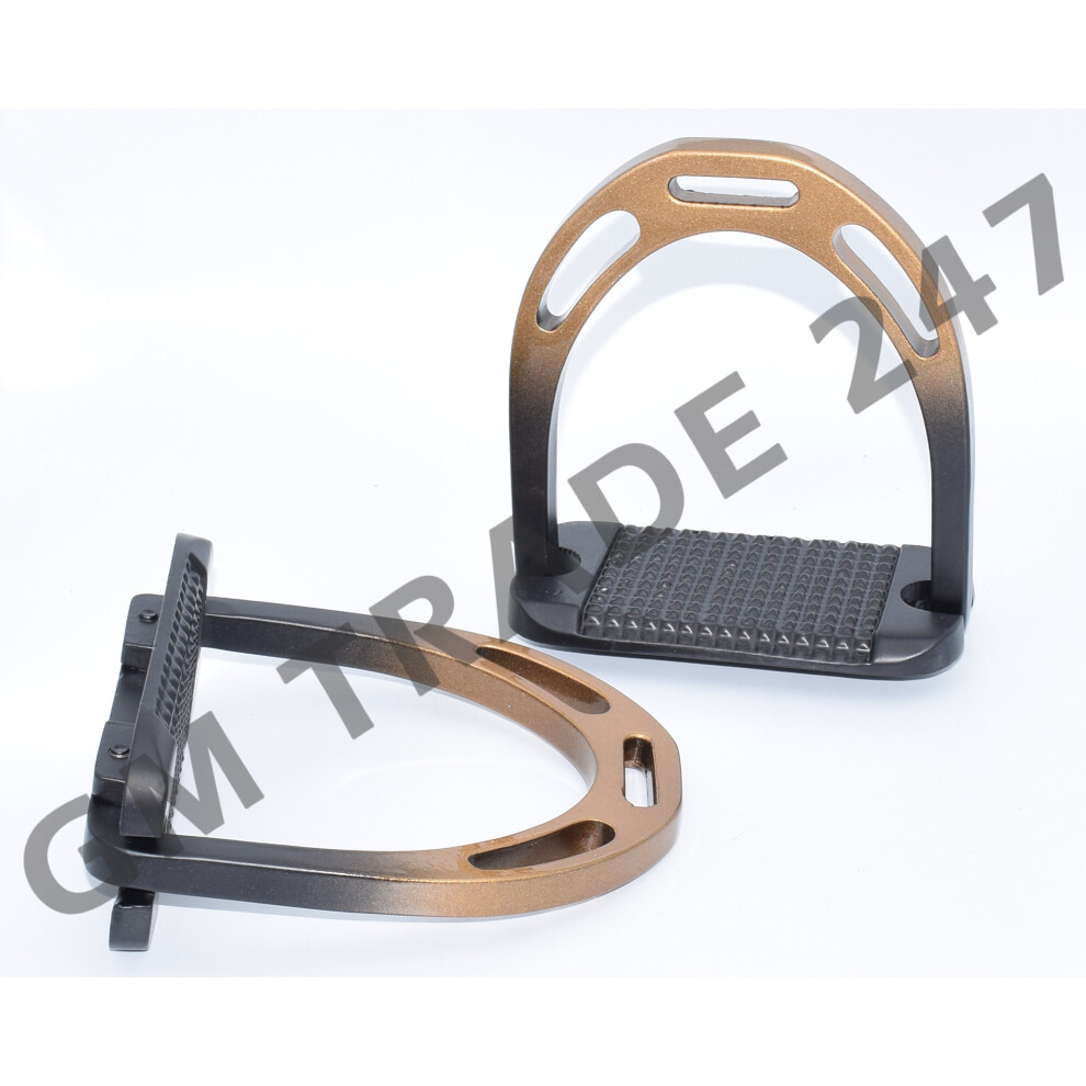 Photos - Equestrianism Jinn Stirrups Gold/Black Double Shade - Lightweight Aluminium Stirrups