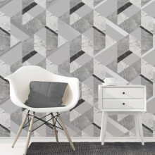 Fine Decor Marblesque Geometric Marble Wallpaper Grey and Silver - FD42302