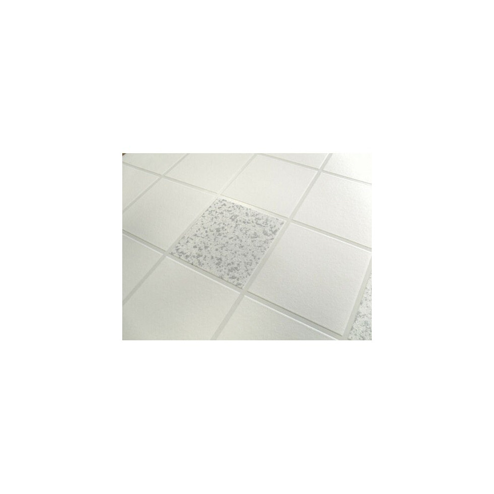 Holden Decor Tiling on a Roll Kitchen & Bathroom Heavy Weight Vinyl Wallpaper Granite White/Silver 89131