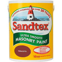 Sandtex 5L Smooth Masonry Paint Terracotta | Ultra-Flex Microseal Finish, Resists Peeling, Dirt-Resistant, Rainproof in 1 hour