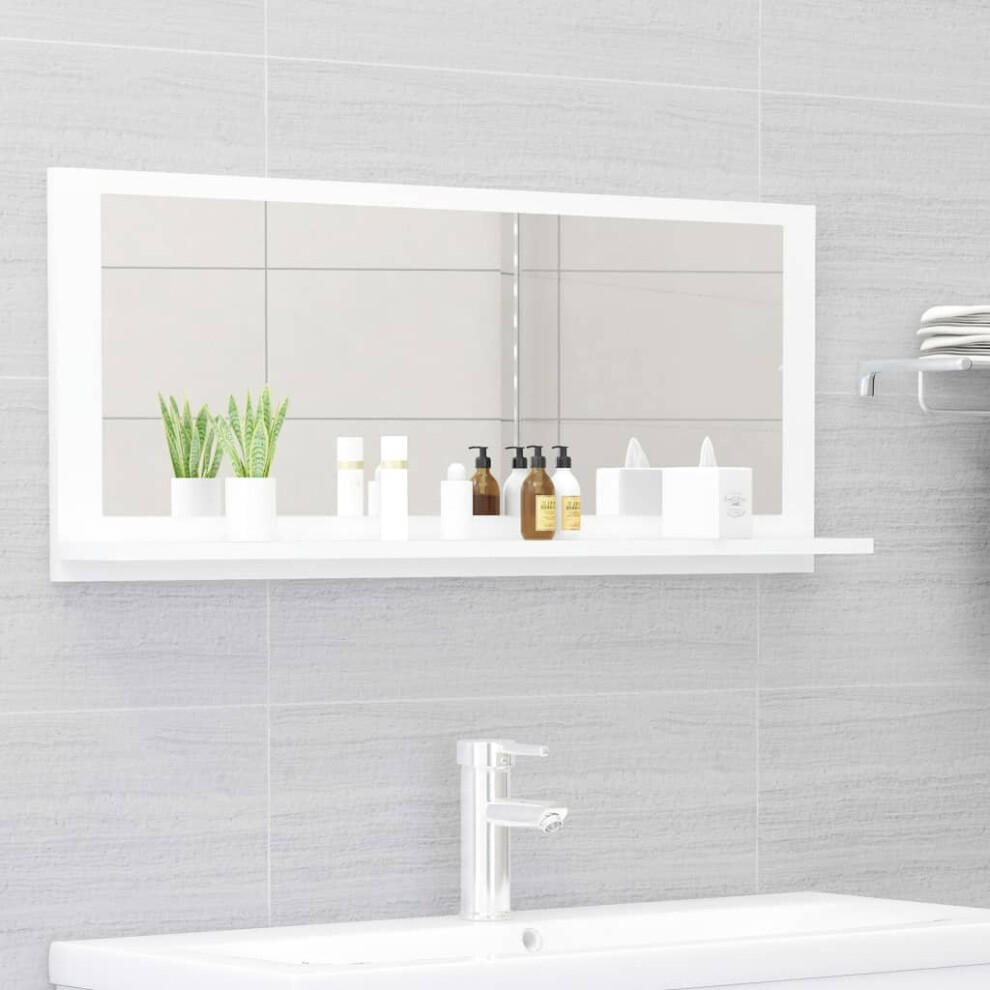 vidaXL Bathroom Mirror White Engineered Wood Vanity Unit Home Washroom Mirror