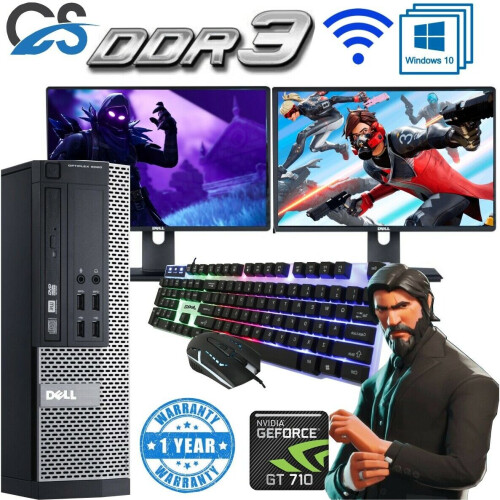 Refurbished Dell Fast Gaming Dell Bundle Tower Pc Full Set Computer System Intel I5 8Gb 500Gb Gt710