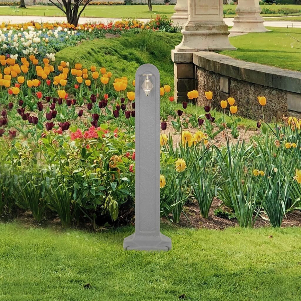 vidaXL Garden Tanker with Faucet Light Grey Stone Look Water Tap Column Patio