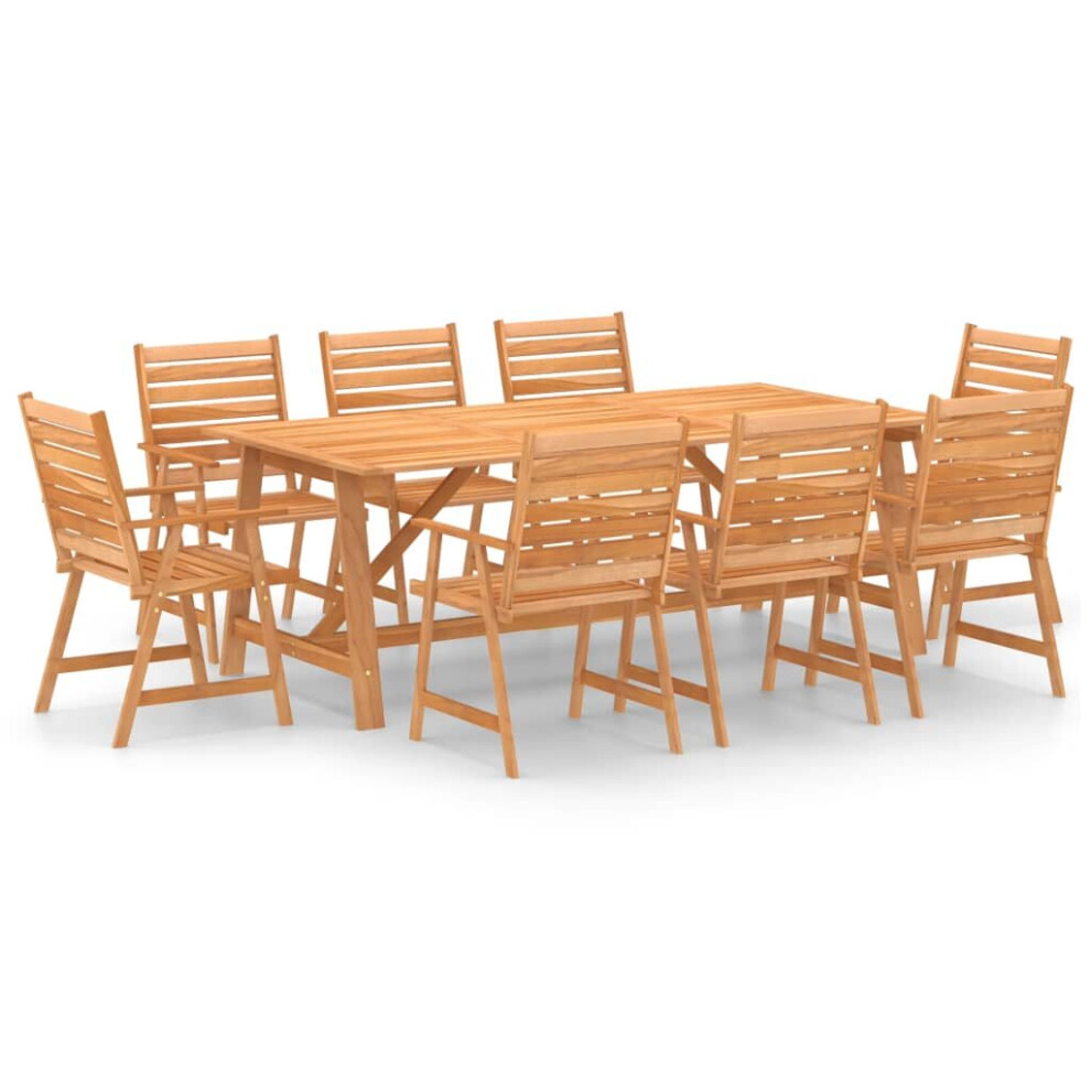 vidaXL Solid Acacia Wood Garden Dining Set 9 Piece Wooden Outdoor Furniture