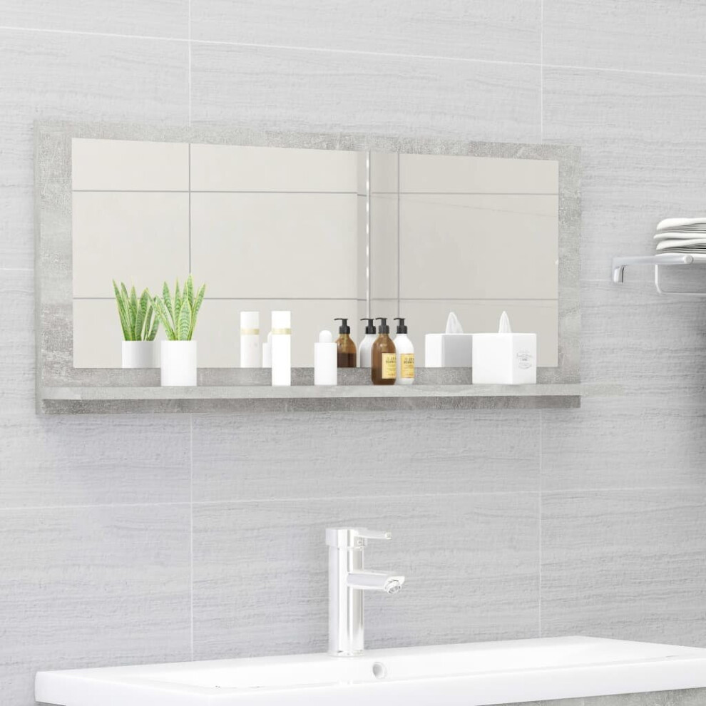 Vidaxl Bathroom Mirror Concrete Engineered Wood Home Washroom Mirror Grey