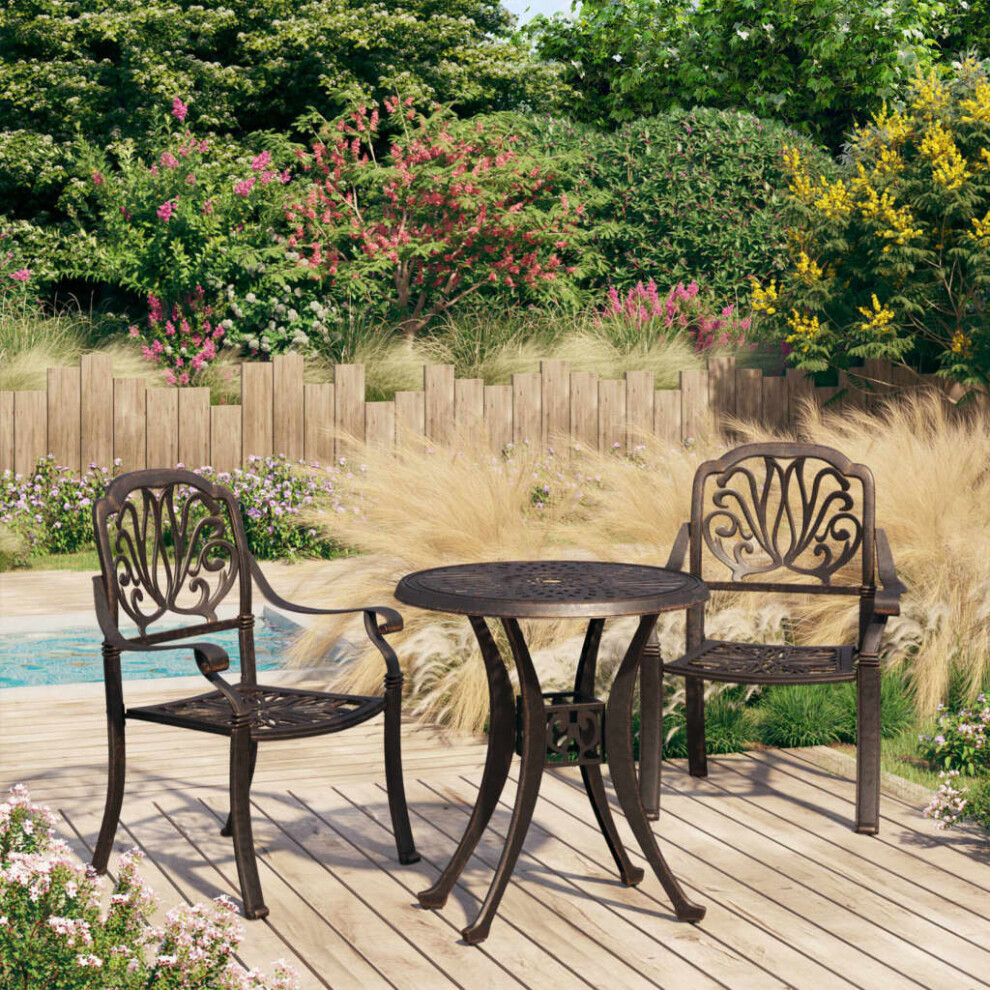 Vidaxl Biatro Set 3 Piece Cast Aluminium Bronze Garden Balcony Patio Furniture