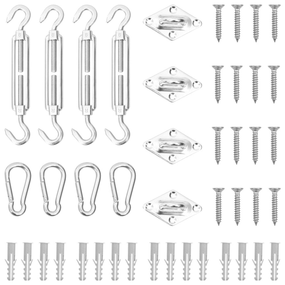 vidaXL Sunshade Sail Accessory Set 12 Piece Stainless Steel Awning Fitting Kit