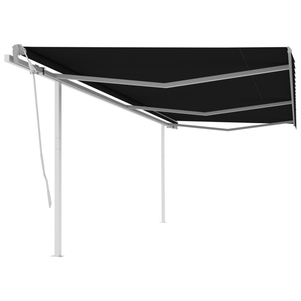 vidaXL Manual Retractable Awning with Posts 6x3 m Anthracite Outdoor Garden