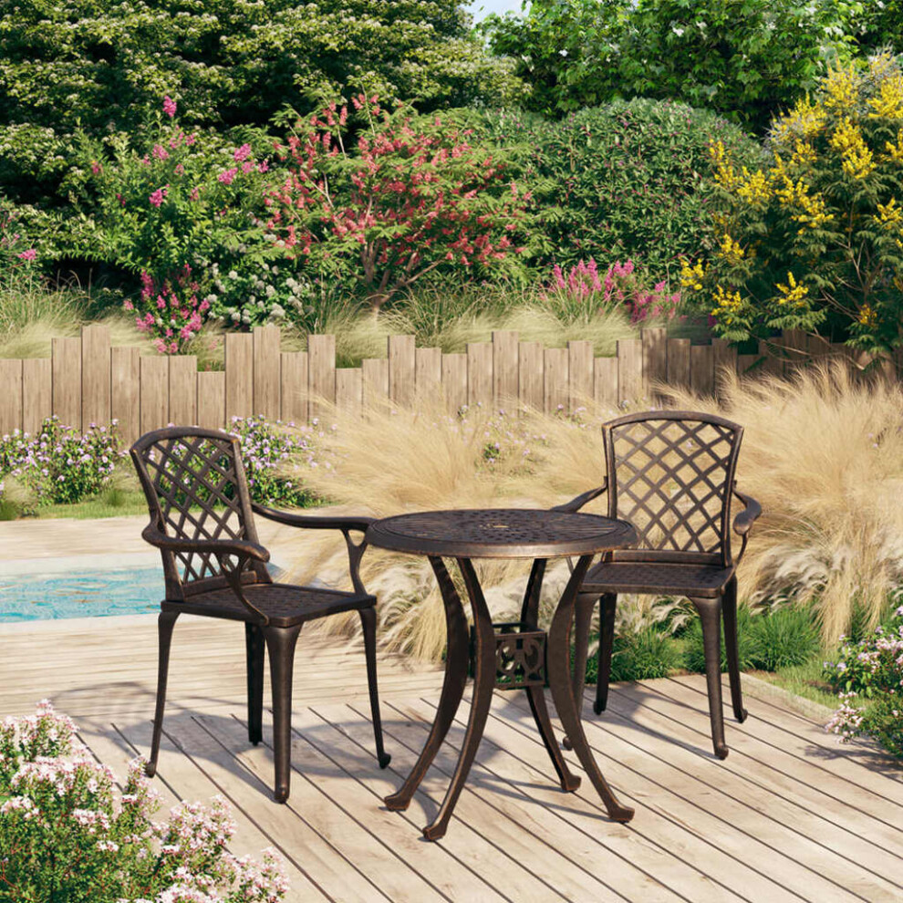 Vidaxl Biatro Set 3 Piece Cast Aluminium Bronze Furniture Table Chairs Patio