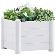 vidaXL Garden Raised Bed PP White Outdoor Planter Planting Plant Box Patio