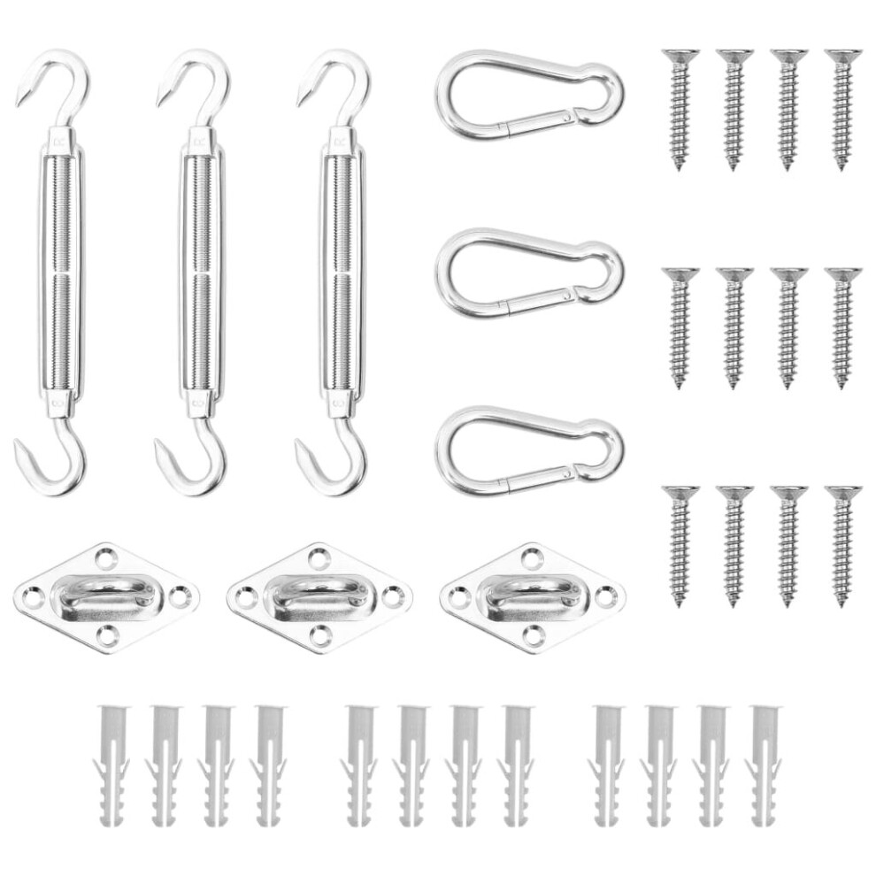 vidaXL Sunshade Sail Accessory Set 9 Piece Stainless Steel Awning Attachment