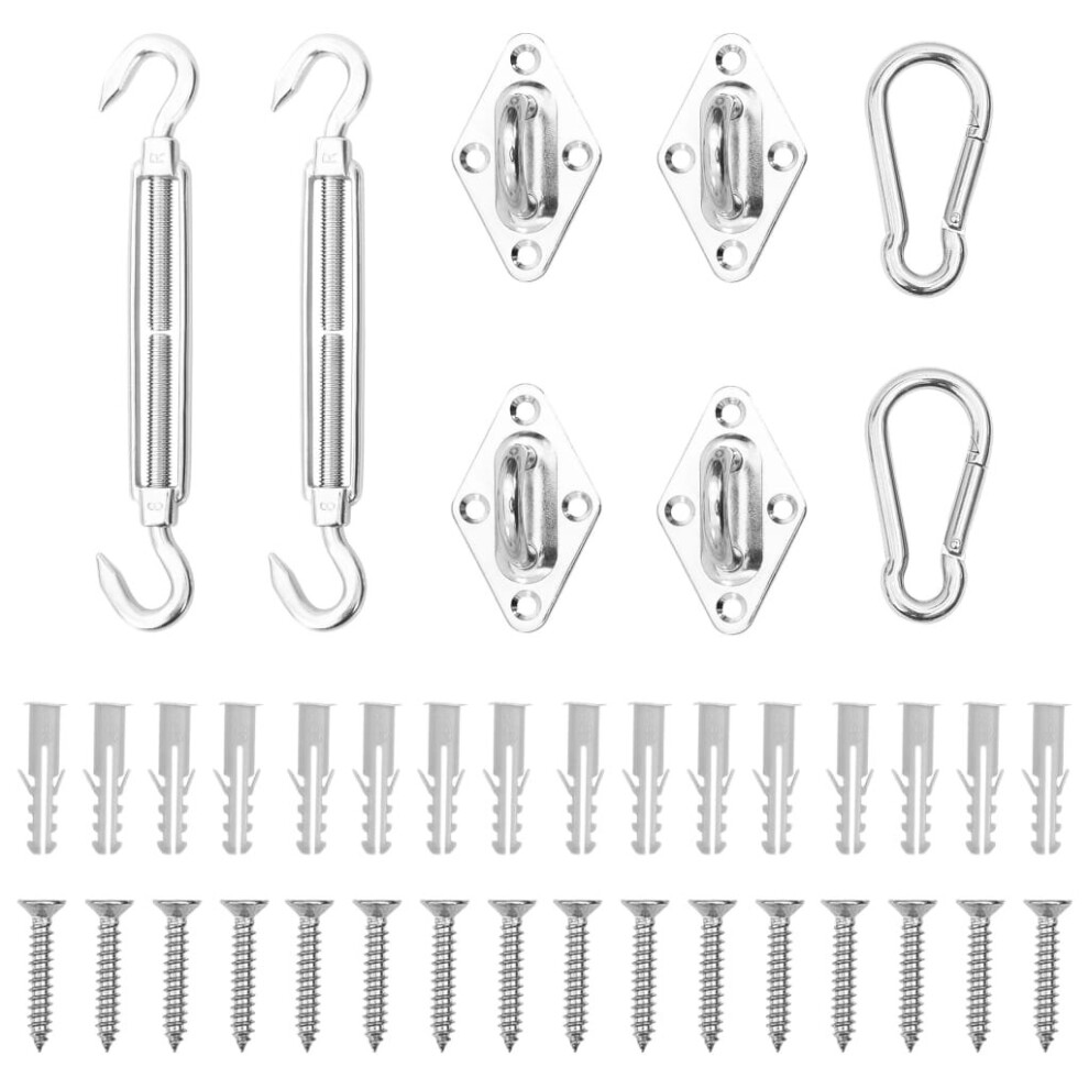 vidaXL Sunshade Sail Accessory Set 8 Piece Stainless Steel Outdoor Awning Kit