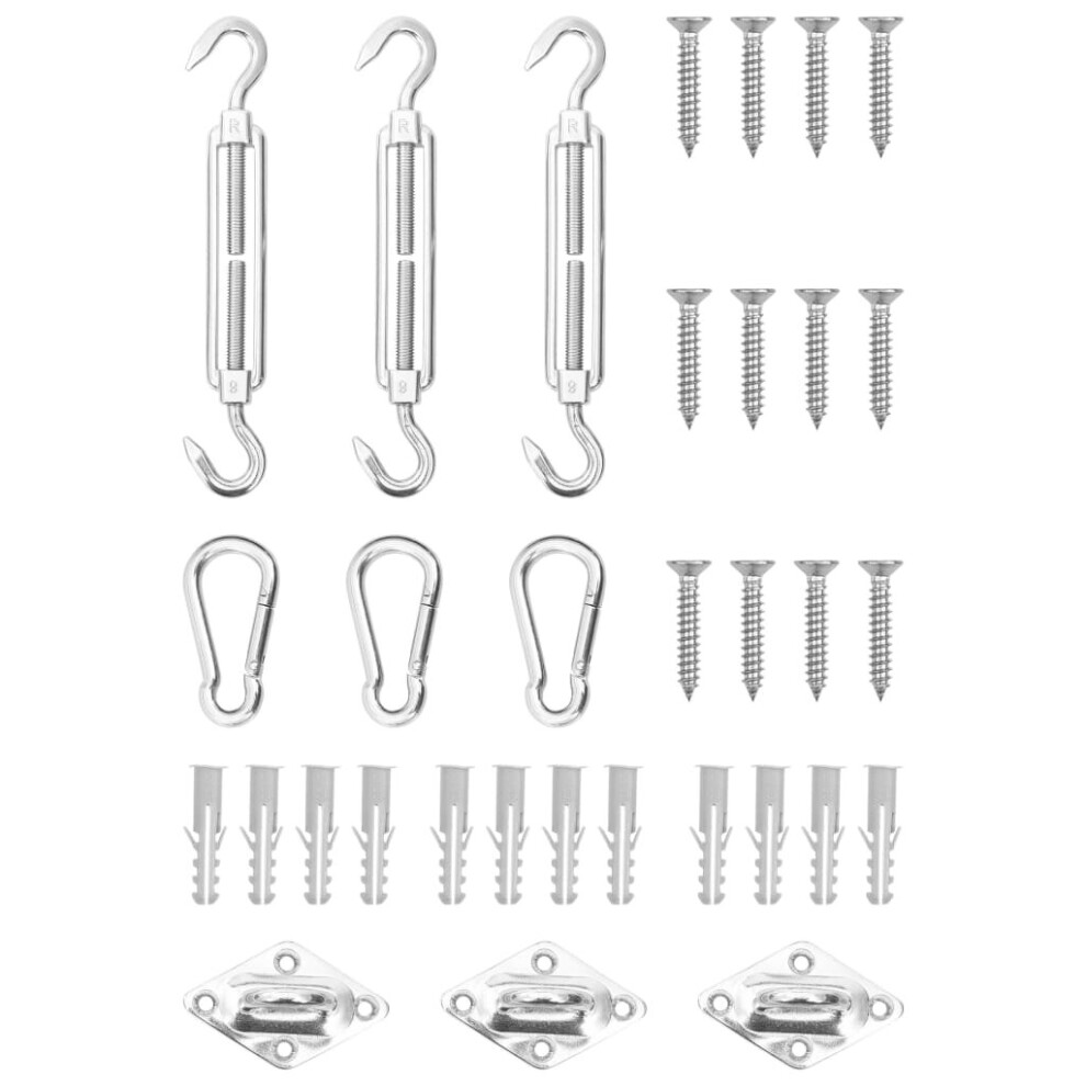 vidaXL Sunshade Sail Accessory Set 9 Piece Stainless Steel Awning Fitting Kit