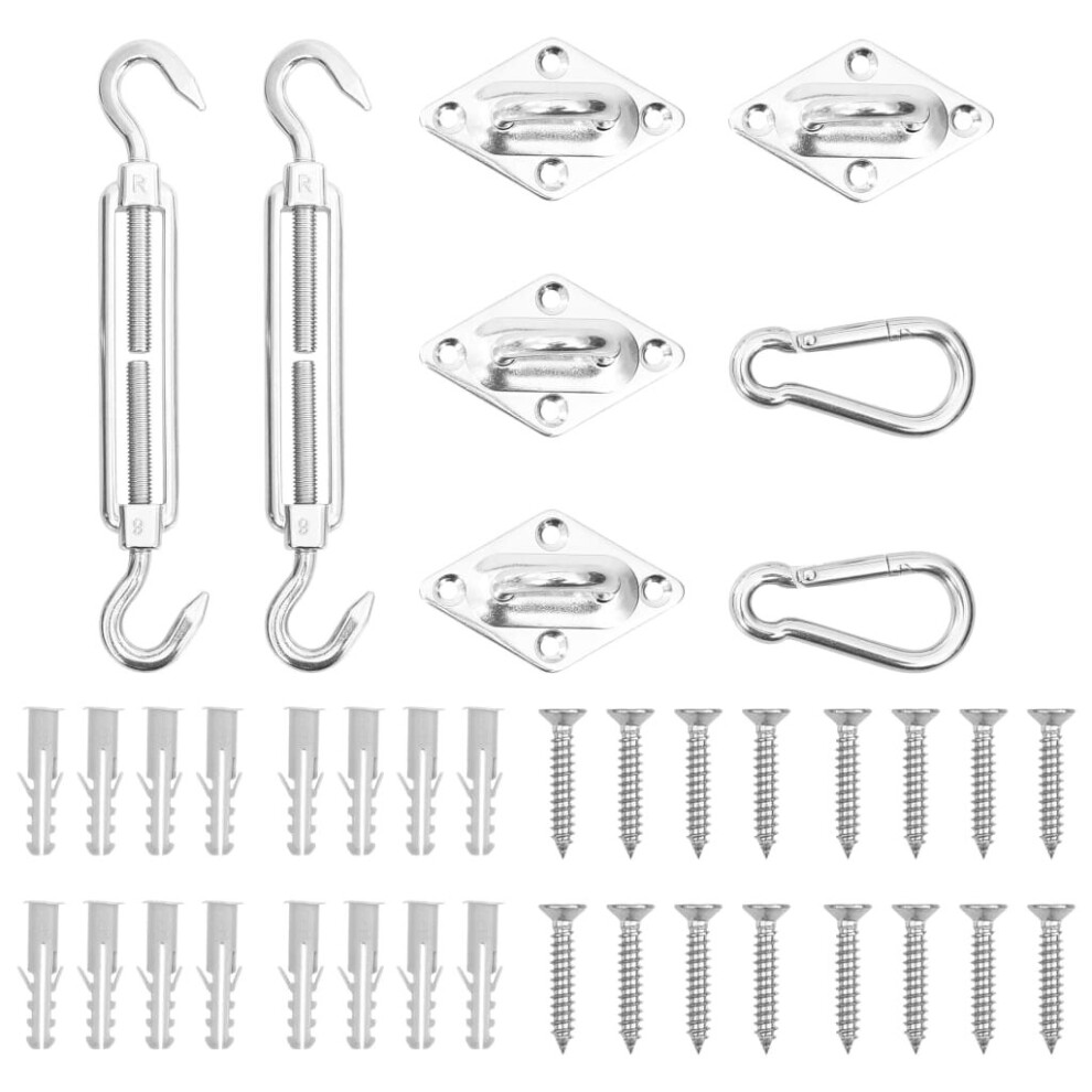 vidaXL Sunshade Sail Accessory Set 8 Piece Stainless Steel Awning Fitting Kit