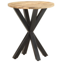 vidaXL Solid Mango Wood Side Table with Iron Legs – 48x48x56 cm, Natural Finish