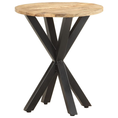 VidaXL vidaXL Solid Mango Wood Side Table with Iron Legs – 48x48x56 cm, Natural Finish