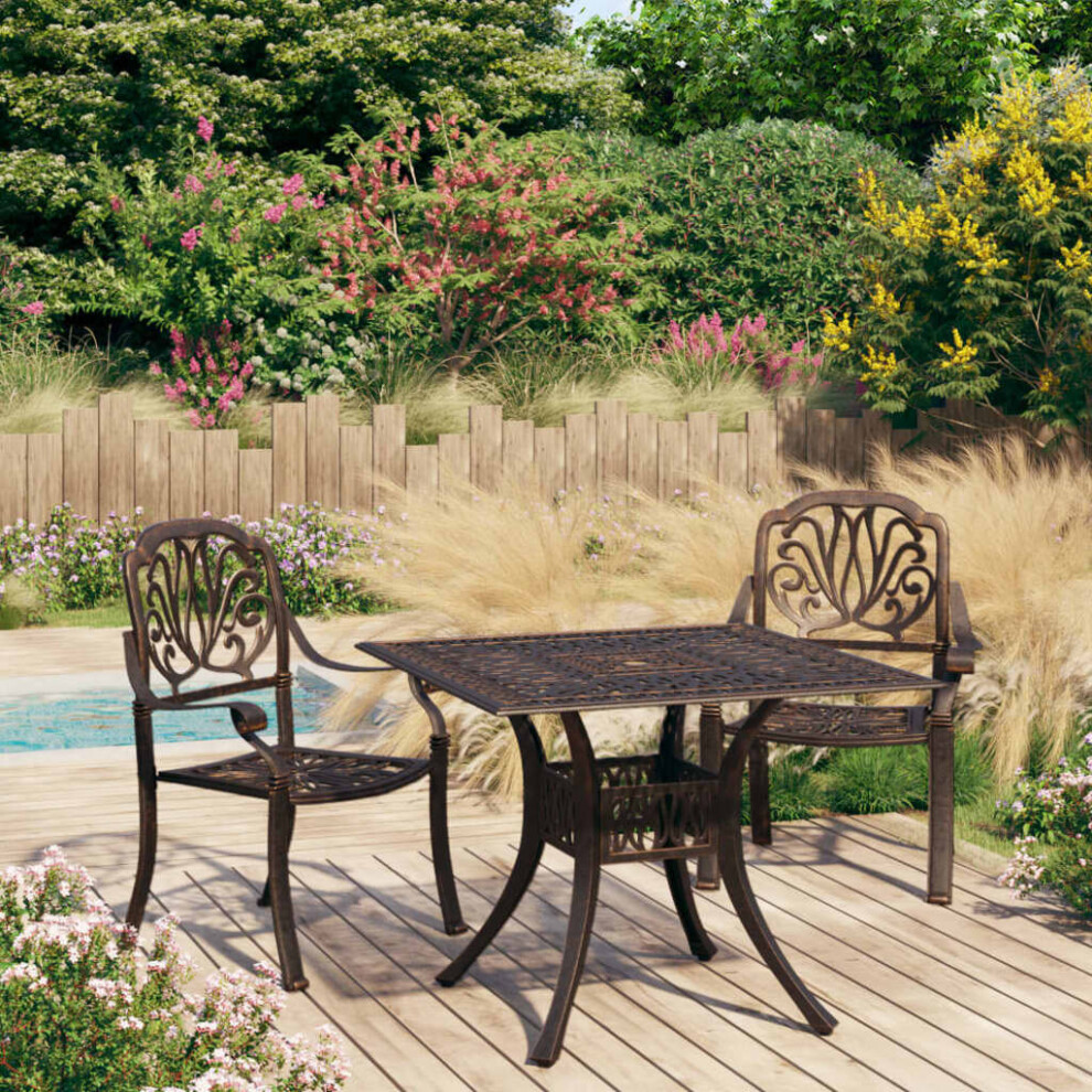 Vidaxl Biatro Set 3 Piece Cast Aluminium Bronze Table Chairs Balcony Garden