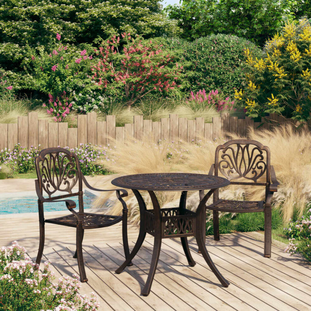Vidaxl Biatro Set 3 Piece Cast Aluminium Bronze Garden Table Chairs Furniture