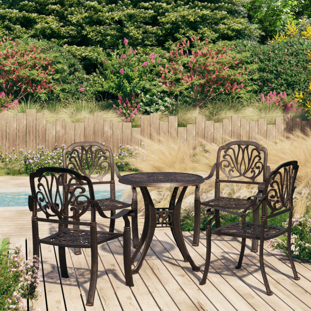 Vidaxl Biatro Set 5 Piece Cast Aluminium Bronze Balcony Table And Chairs Patio