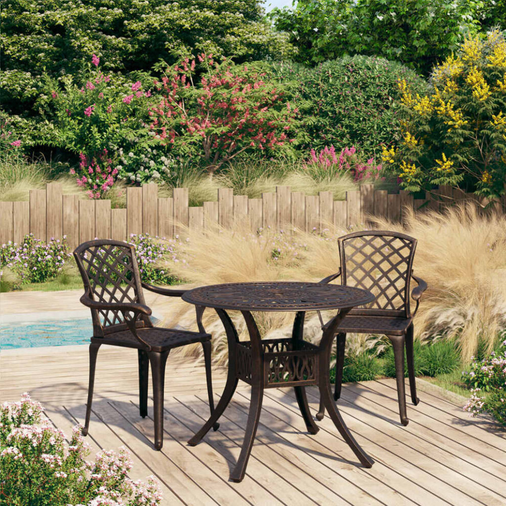 Vidaxl Biatro Set 3 Piece Cast Aluminium Bronze Furniture Table Chairs Garden