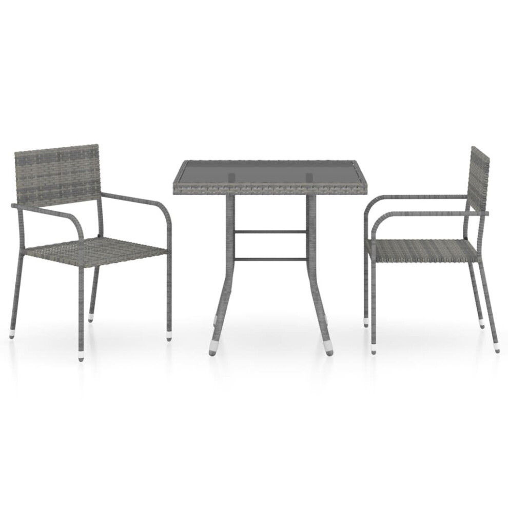 Vidaxl Garden Dining Set 3 Piece Poly Rattan Anthracite & Grey Table Chairs