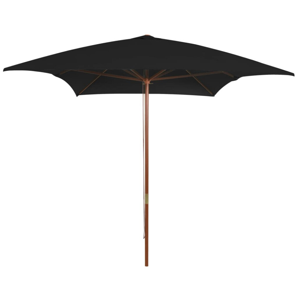 Vidaxl Garden Parasol With Wooden Pole Sunshade Outdoor Umbrella Canopy Black