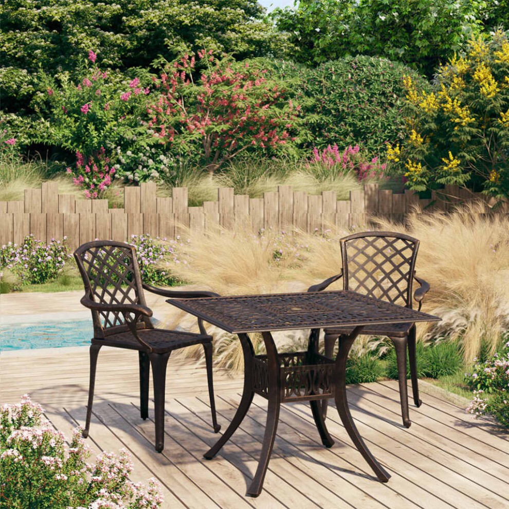 Vidaxl Biatro Set 3 Piece Cast Aluminium Bronze Furniture Table Chairs Balcony