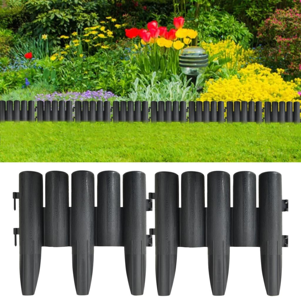 vidaXL 36x Lawn Edgings Anthracite PP Garden Borders Edges Decoration Outdoor