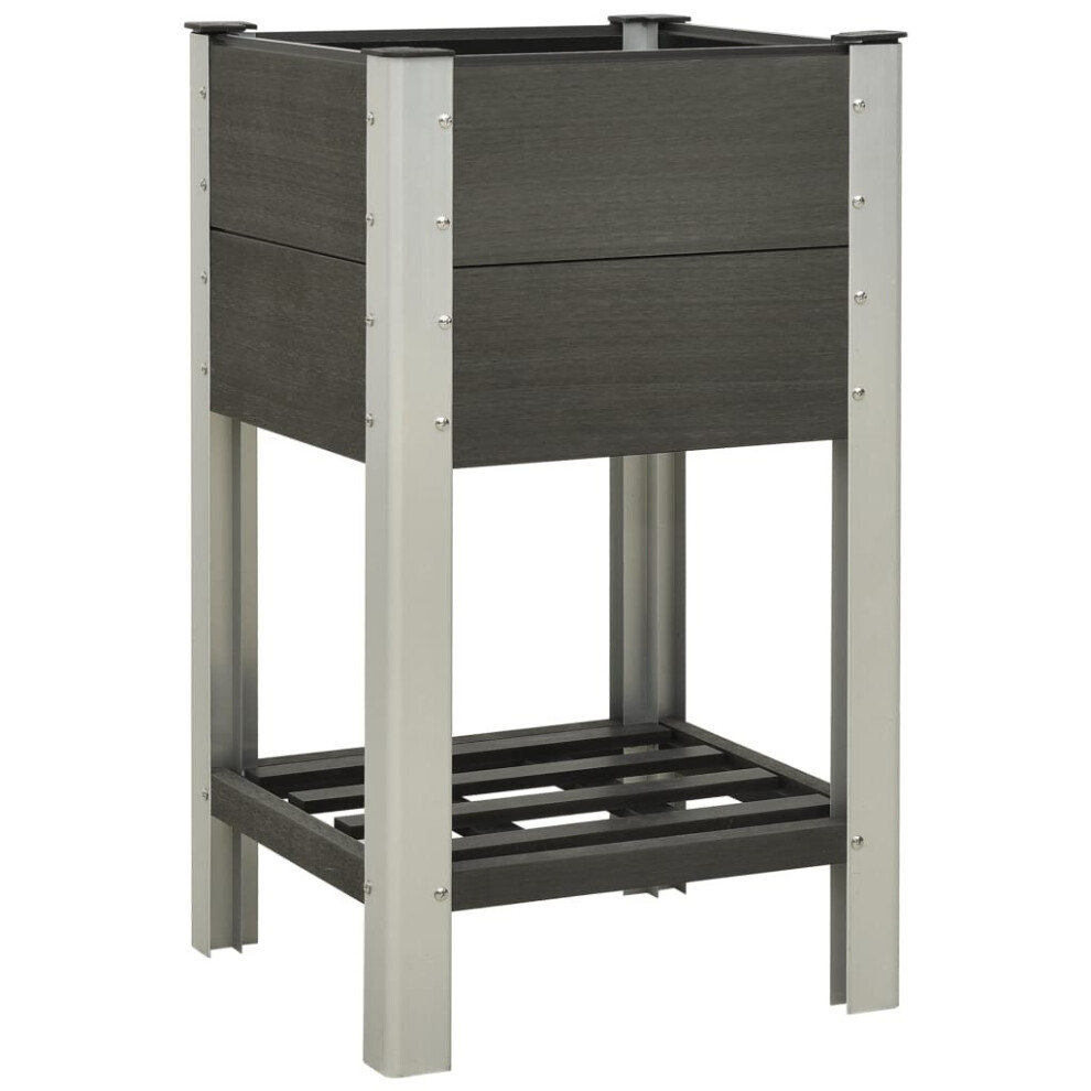 Vidaxl Garden Raised Bed With Shelf Wpc Grey Flower Box Outdoor Planter Pot