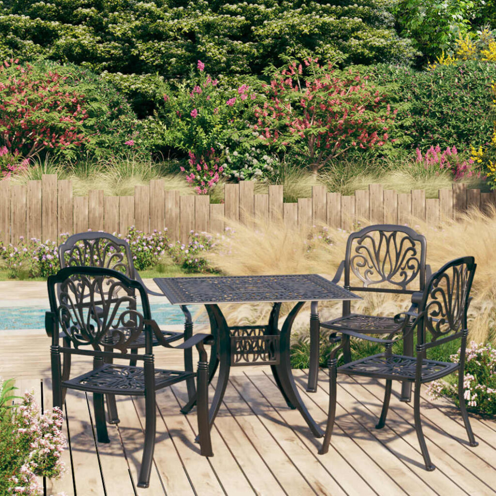 Vidaxl Biatro Set 5 Piece Cast Aluminium Black Garden Balcony Patio Furniture