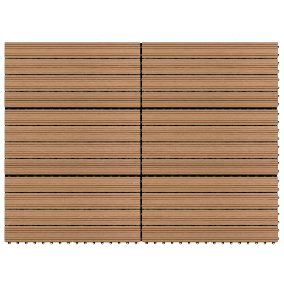 vidaXL 6x Decking Tiles WPC Brown Interlocking Floor Pool Tile Flooring Carpet