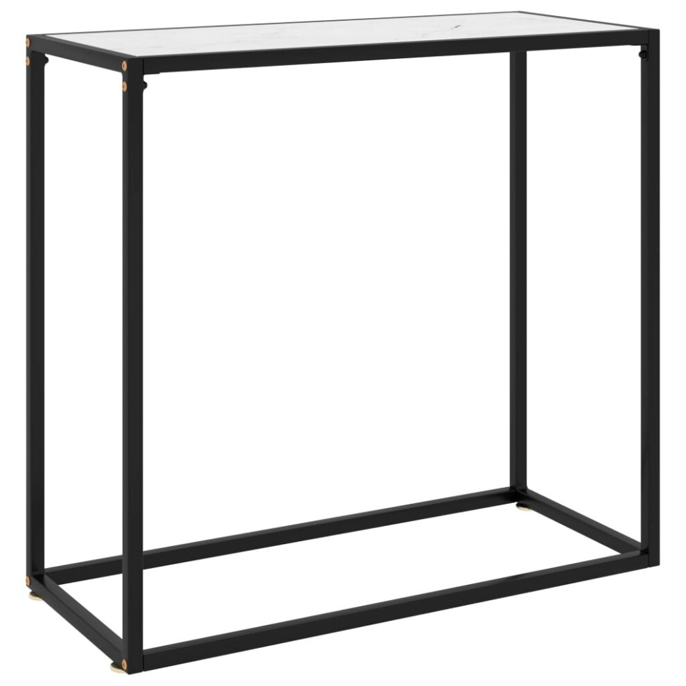 vidaXL Console Table White 80x35x75 cm Tempered Glass Side Hall End Desk Home