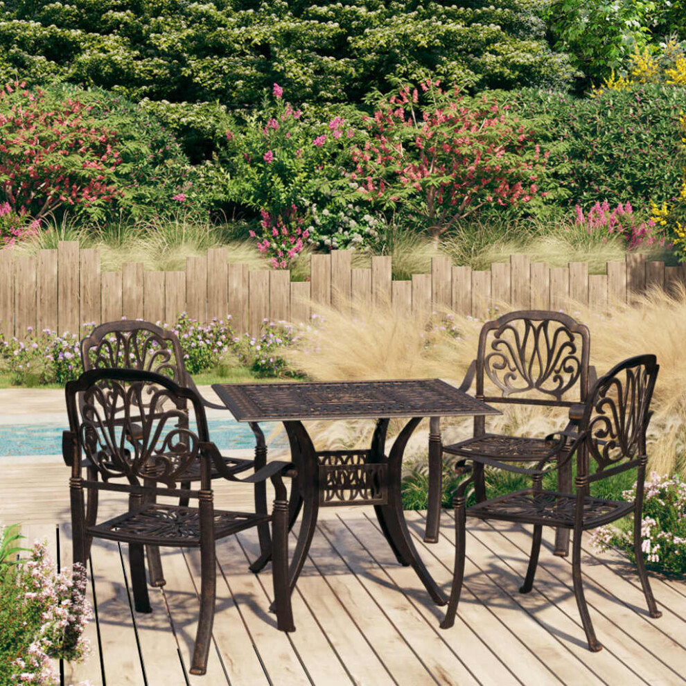Vidaxl Biatro Set 5 Piece Cast Aluminium Bronze Garden Balcony Patio Furniture