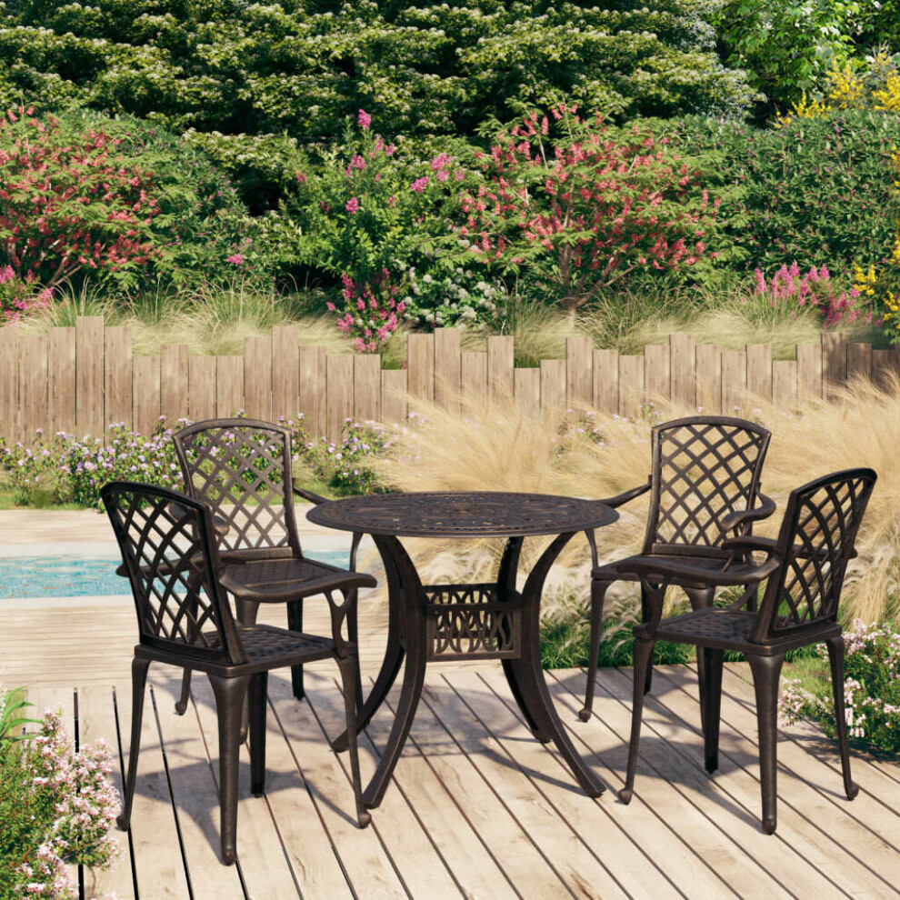 Vidaxl Biatro Set 5 Piece Cast Aluminium Bronze Table Chairs Balcony Garden