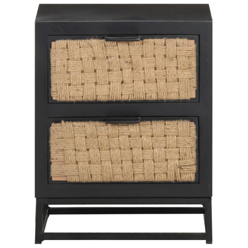 VidaXL vidaXL Solid Mango Wood Bedside Cabinet Wooden Sideboard Storage Nightstand 2