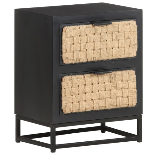 VidaXL vidaXL Solid Mango Wood Bedside Cabinet Wooden Sideboard Storage Nightstand