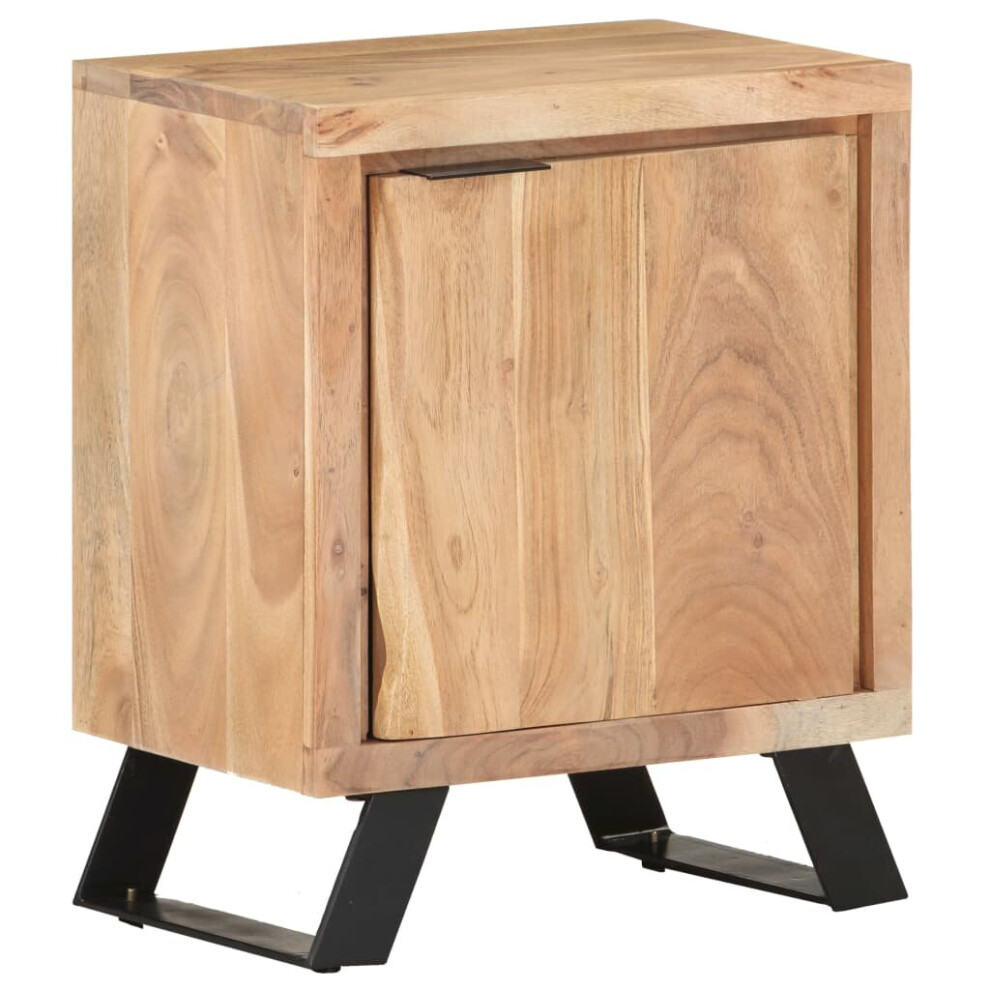 Vidaxl Solid Acacia Wood Bedside Cabinet With Live Edges Storage Nightstand