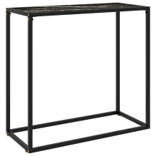 vidaXL Console Table Black 80x35x75 cm Tempered Glass Side End Hall Home Desk