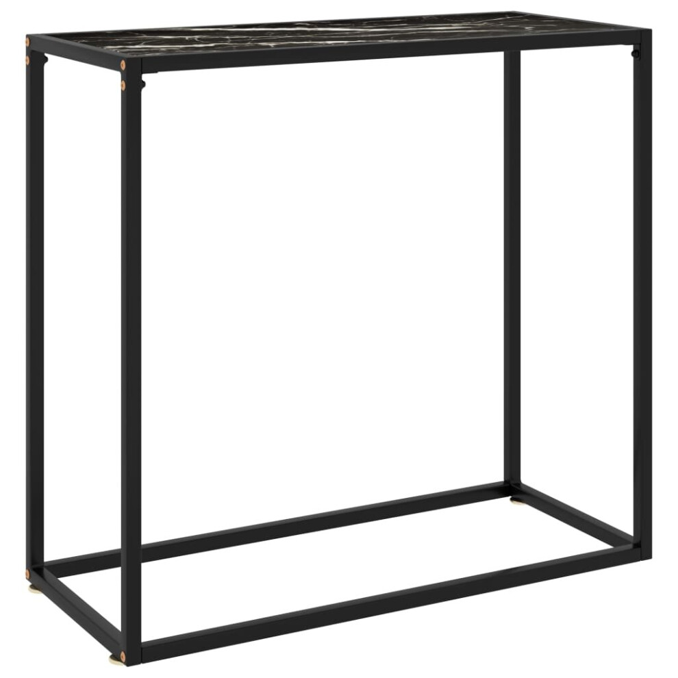 Vidaxl Console Table Black 80X35x75 Cm Tempered Glass Side End Hall Home Desk