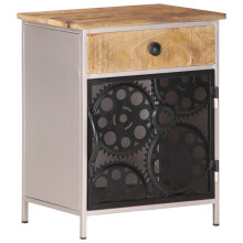 vidaXL Rough Mango Wood Bedside Cabinet Bed Stand Wooden Side Storage Cabinet